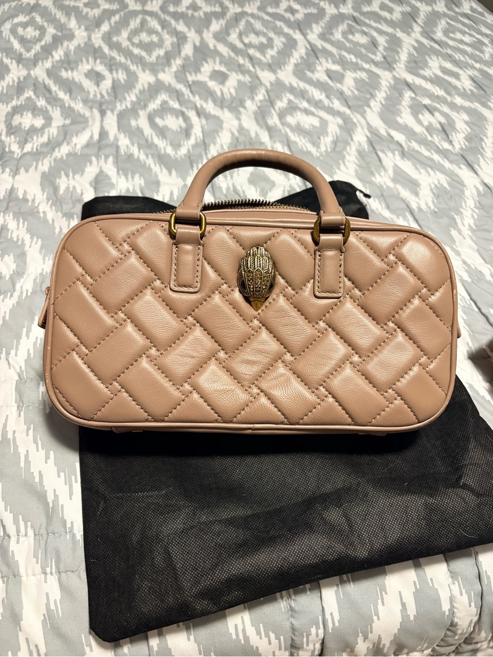 Kurt Geiger Quilted Beige Top-Handle Mini Bag
